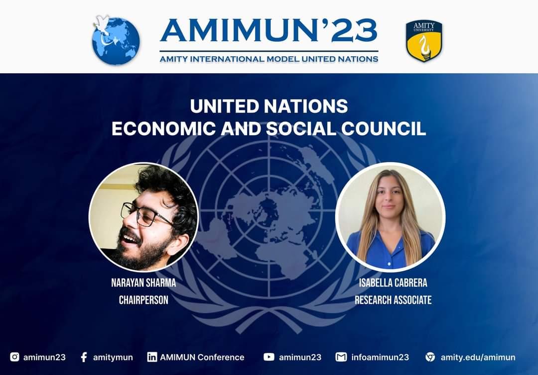 amimun23's tweet photo. United Nations Economic and Social Council (ECOSOC)-

Agenda- Assesing the Sustainablitiy of Post Pandemic Economic Recovery Models with Empathsis on Global cooperation

Executive Board-
Chairperson:  Narayan Sharma
Research Associate:  Isabella Cabrera

#ecosoc #economics #mun https://t.co/JEZt5simT3