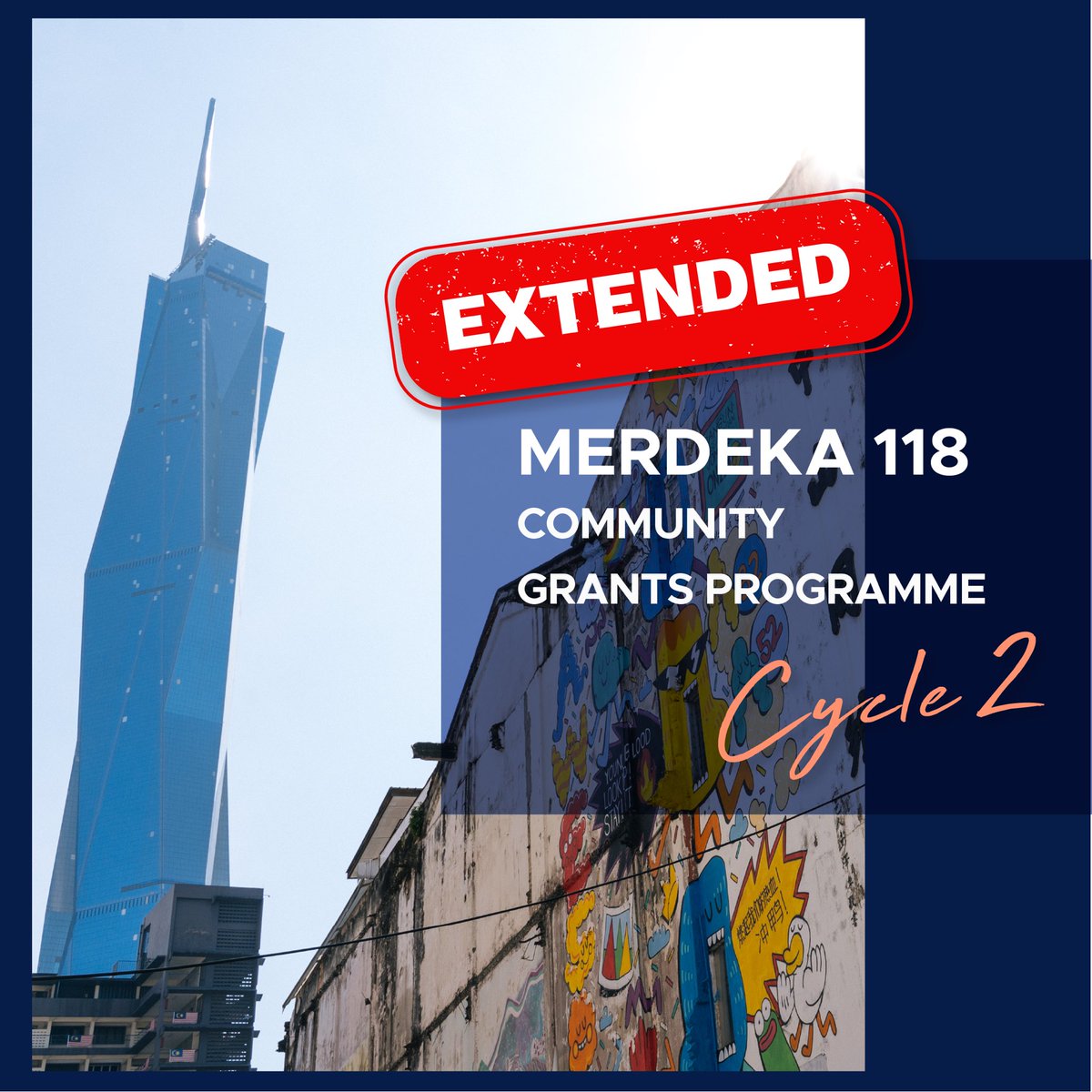 mythinkcity's tweet photo. (1/2)✨GOOD NEWS! ✨

Submissions to our Merdeka 118 Community Grants Programme Cycle 2 has been extended to 16th of January 2023!

#CelebrateCommunity #LifeAtMerdeka118 #Merdeka118 #APlaceOfCelebration #Merdeka118Tower #Merdeka118Precinct #KualaLumpur #Malaysia #HelloMerdeka118 https://t.co/WmuWzjlBr1
