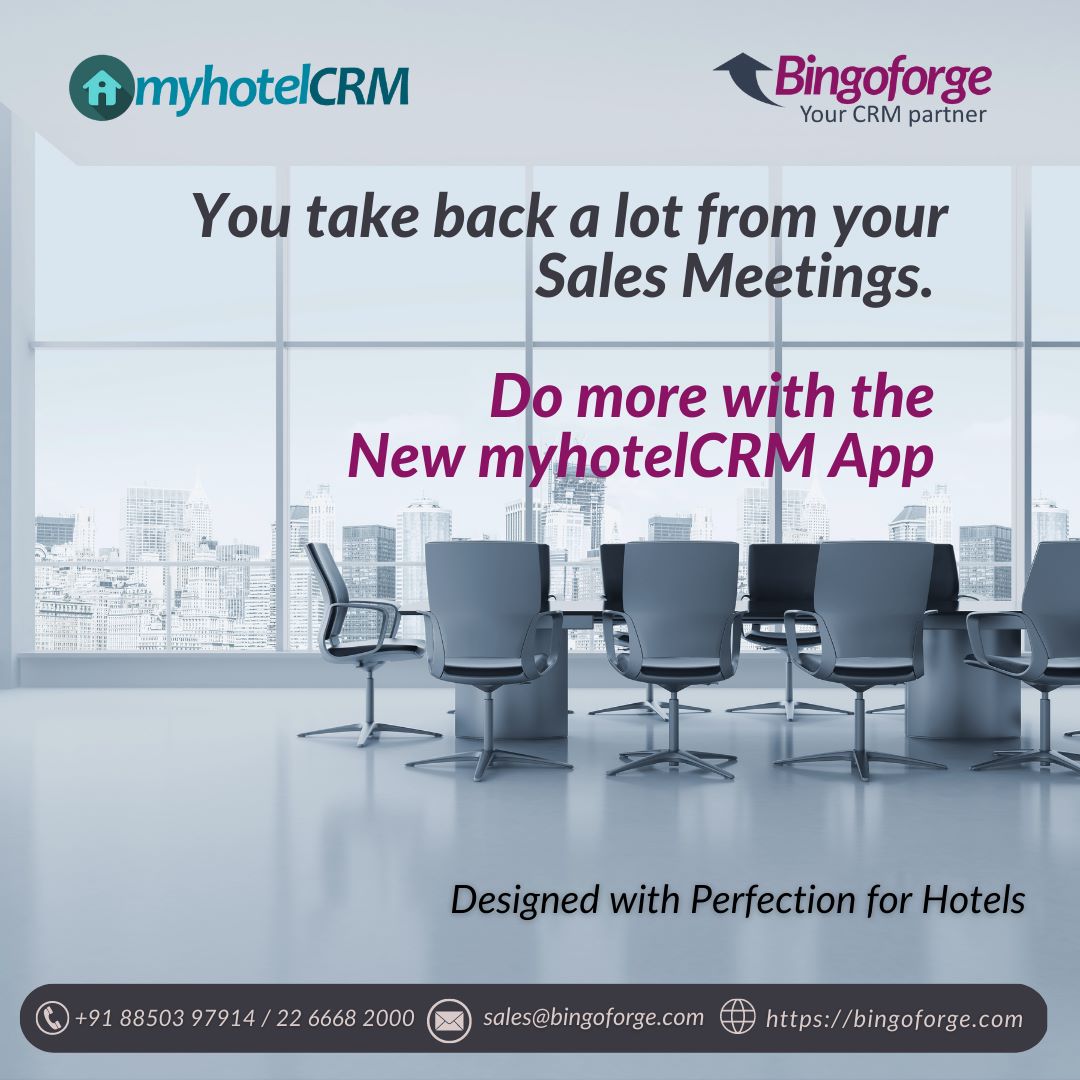 BingoForge's tweet photo. Myhotelcrm
A complete leading Sales Automation to manage your sales and operations. A 360 degree solution for Hotels Resorts and Clubs.
Email: sales@bingoforge.com
Web: https://t.co/A7oguJJMNF
#myhotelcrm #salesoperations #SalesCRM #sale #crmsolutions #crmsoftware #crmmanager https://t.co/HMby6ZGB5g