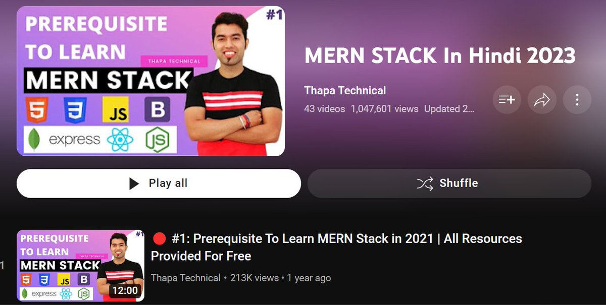 Best youtube channels to learn web development in hindi language 🧵↓ ...