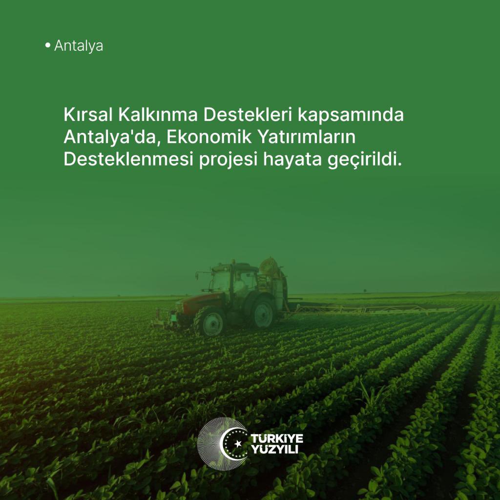 MalkocbeyT's tweet photo. Kırsal Kalkınma Destekleri kapsamında Antalya'da Ekonomik Yatırımların Desteklenmesi projesi hayata geçirildi. 

#AntalyaTürkiyeYüzyılınaHazır https://t.co/7Nh532ANTU