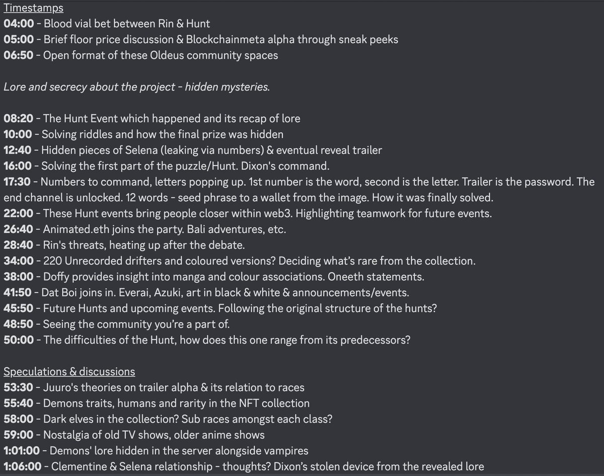 summerboi29's tweet photo. I made these timestamps of the third @OldeusOfficial community spaces a couple days ago. If interested, check them out ✨ https://t.co/qaRHpPDeSr