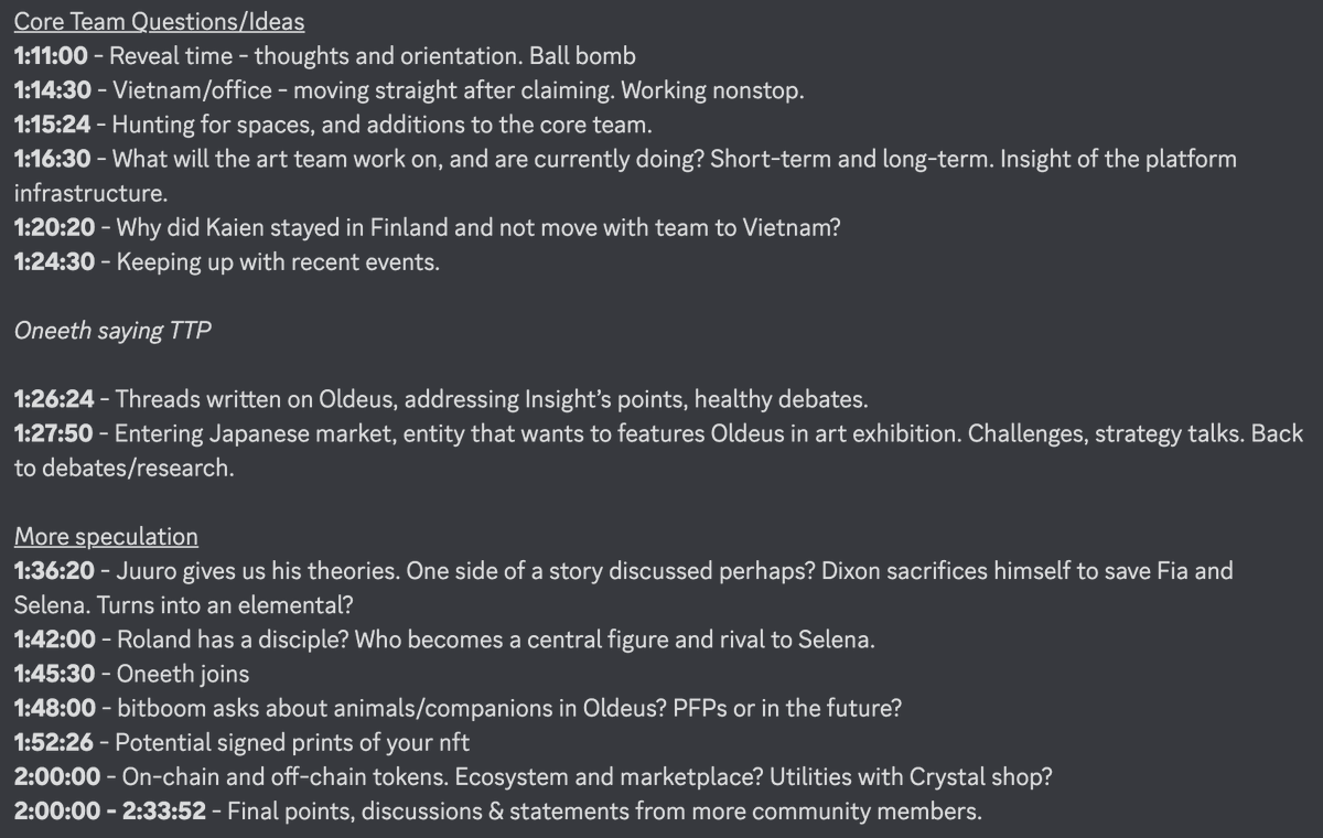 I made these timestamps of the third <a href="/OldeusOfficial/">Inkugami</a> community spaces a couple days ago. If interested, check them out ✨