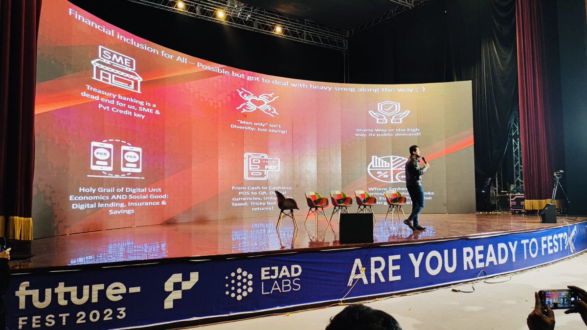 SardarAbubakr's tweet photo. Was great to be part of @FutureFestPK today & share thoughts on future of financial inclusion & role of fintechs, banks, regulators, & embedded finance platforms in driving 🇵🇰 forward. Key pts below. #futurefest #digitalbanking #fintech #mmbl #veon #dost https://t.co/IAIPqjbfY9