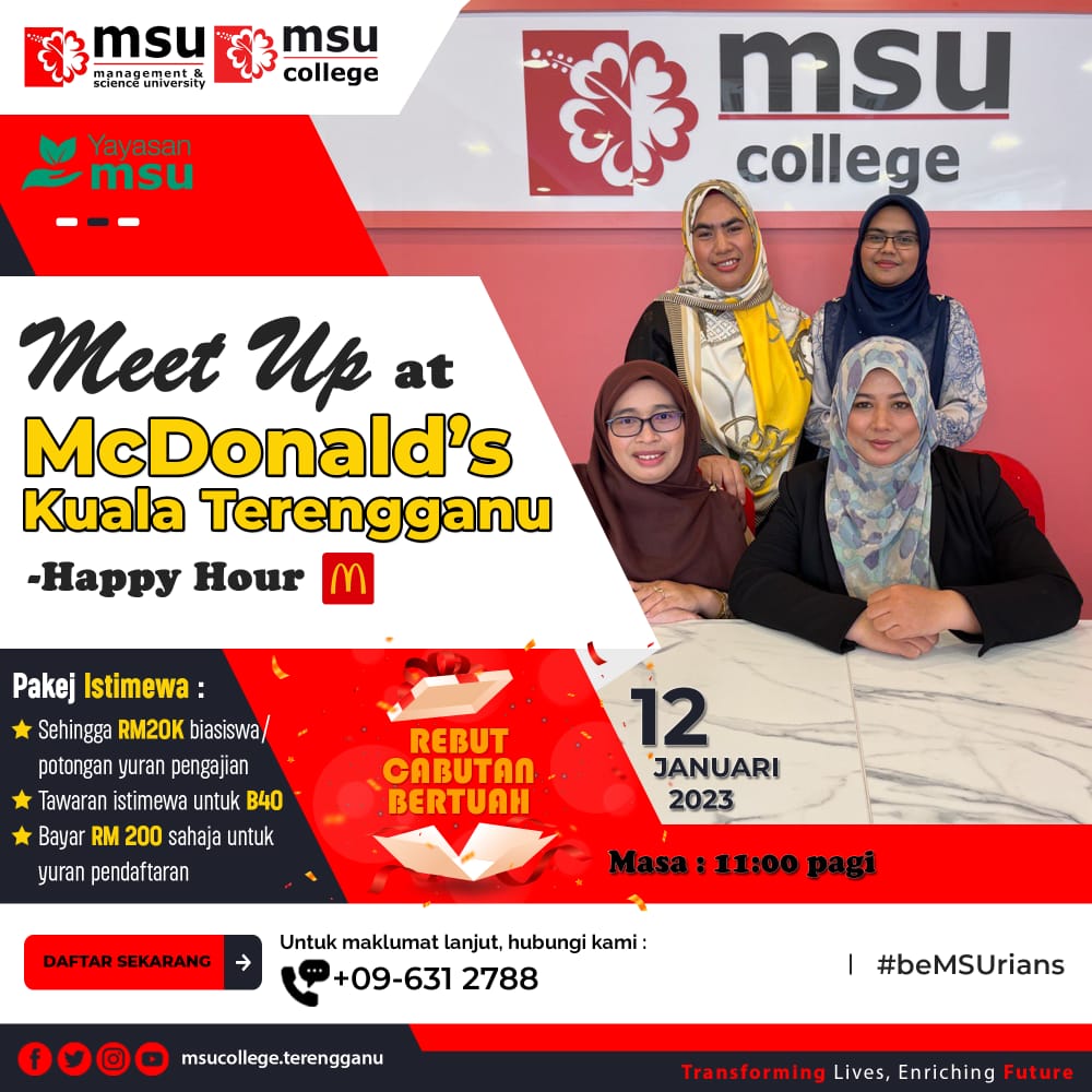 MSUcollege_trg's tweet photo. Jom bersama-sama kaunselor-kaunselor akademik MSU College Terengganu untuk ketahui lebih lanjut mengenai peluang pengajian yang menarik. Temui anda di sana!
π²https://t.co/FNDZ3ilffj
#msucollegeterengganu
#go2MSU πΊ
#SPM2020Promax
#spm2020
#spm2021
#stpm2020
#stpm2021 https://t.co/lJFth24dgK