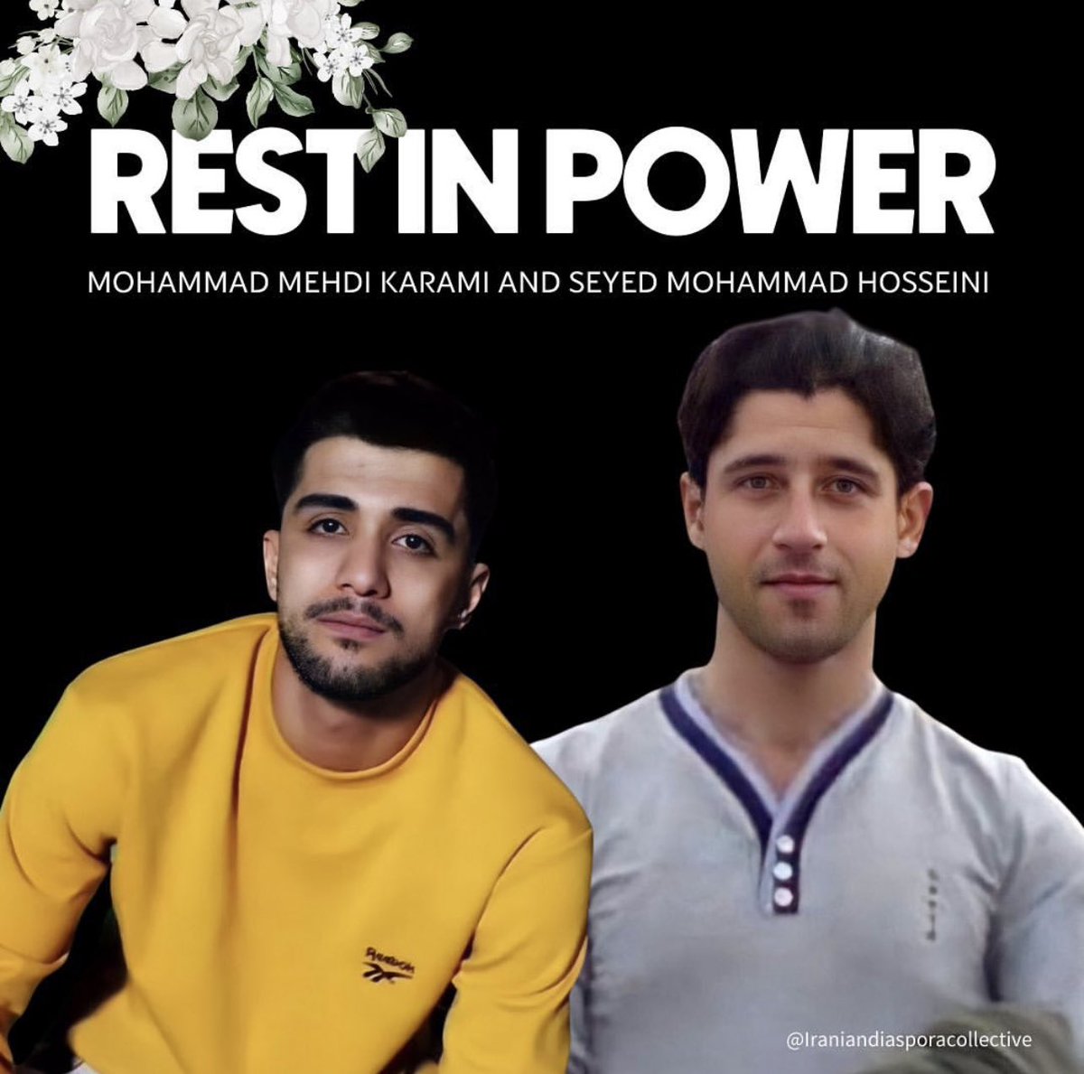 Omid_M's tweet photo. “They are looking for a neck for their rope,” said #NavidAfkari, a champion wrestler, executed in Sep 2020 in Iran. Today the Islamic Republic killed two more young men. They were denied Justice. Cruel. #SeyedMohammadHoseini  #MohammadMehdiKarami #سید_محمد_حسینی #محمد_مهدی_کرمی https://t.co/QQvDt2FmhP