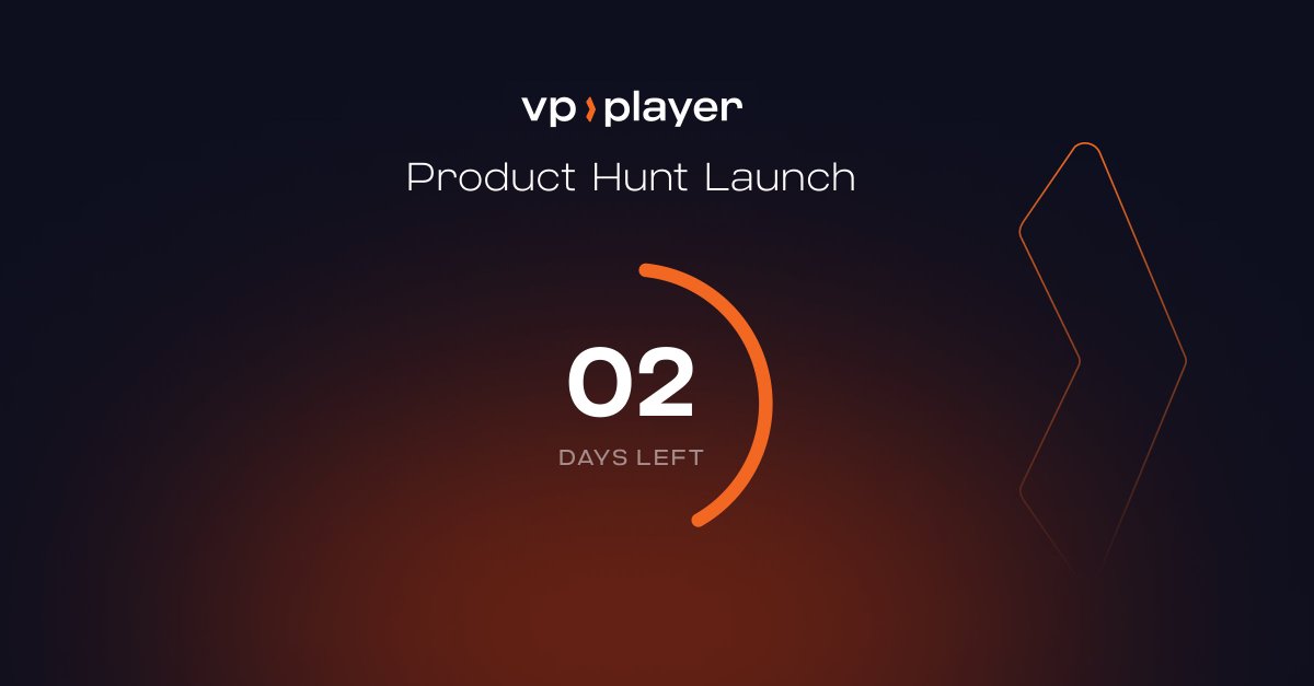 gjirafatechHQ's tweet photo. Mark your calendars ๐ . Only two days left until the Product Hunt Launch of VP Player with a one-of-a-kind promotion:
100% Off your first year*
#ProductHunt #VPPlayer #contentcreationtools #digitalpublishing
Get notified https://t.co/jsCcXu1C9W https://t.co/tjBF9g7bYG