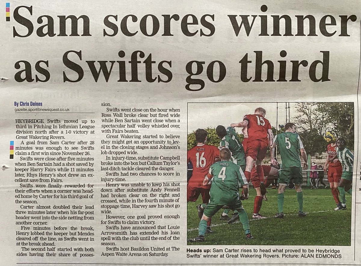 ⁦<a href="/officialswifts/">Heybridge Swifts FC</a>⁩ ⁦⁦<a href="/Samcarter01/">samcarter</a>⁩ back page coverage in the ⁦<a href="/maldonstandard/">Maldon and Burnham Standard</a>⁩