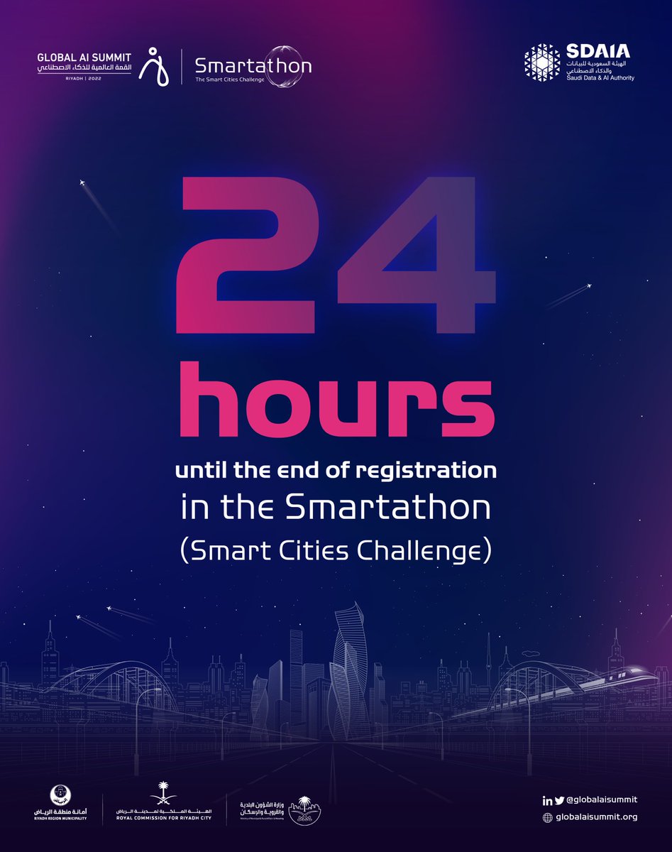 globalaisummit's tweet photo. Overcome challenges.. Create solutions..
24 hours until the end of registration in the #Smartathon (Smart Cities Challenge)
Sign up now:
https://t.co/1xAQOGVFoK https://t.co/iUjDGGXLLN