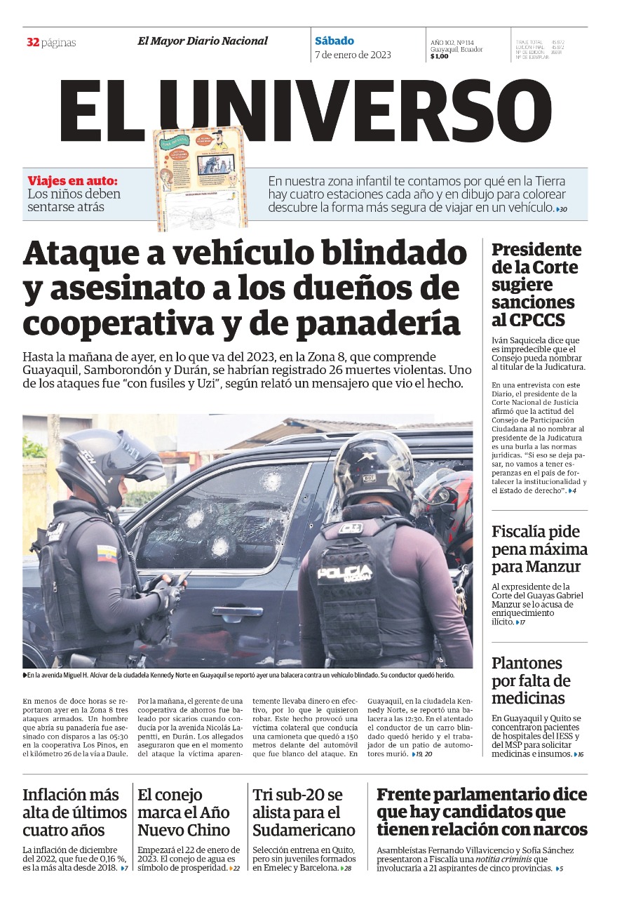 El Universo on Twitter la portada de EL UNIVERSO de este sábado 7 de enero de 2023