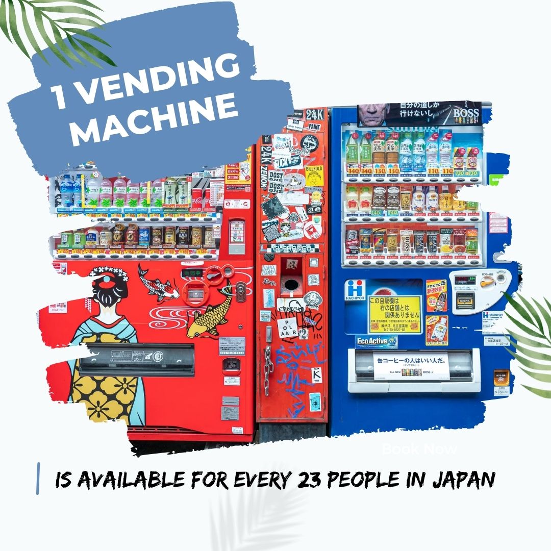 trippursuit's tweet photo. There are millions of vending machines in Japan. Which adds up to almost 1 vending machine for every 23 people. That's A LOT!! https://t.co/pZkwlkJRly