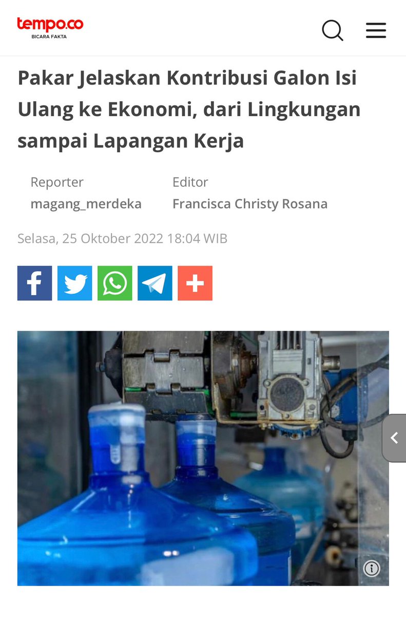crushableee's tweet photo. Kalian di rumah pakai galon isi ulang atau galon sekali pakai?

Kalau aku sih pilih galon isi ulang dari Aqua. Karena bukan cuma aman dan nyaman aja buat dikonsumsi, tp jg berkontribusi positif bagi perekonomian nasional. Kontribusinya terhadap PDB nasional mencapai Rp460 miliar. https://t.co/F2uzylUDcl