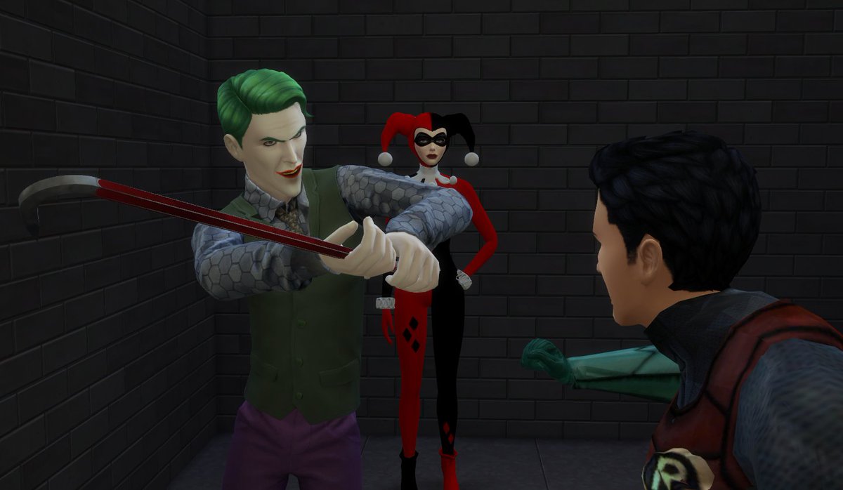 Simsson7's tweet photo. Joker: "Now Bird-boy this is going hurt you more then it hurt me. Hahahaha!"
#dc #dccomics #Robin #jasontodd #joker #thejoker #HarleyQuinn #TS4 #TheSims4 #sims4screenshot https://t.co/RyXfa3QvjW