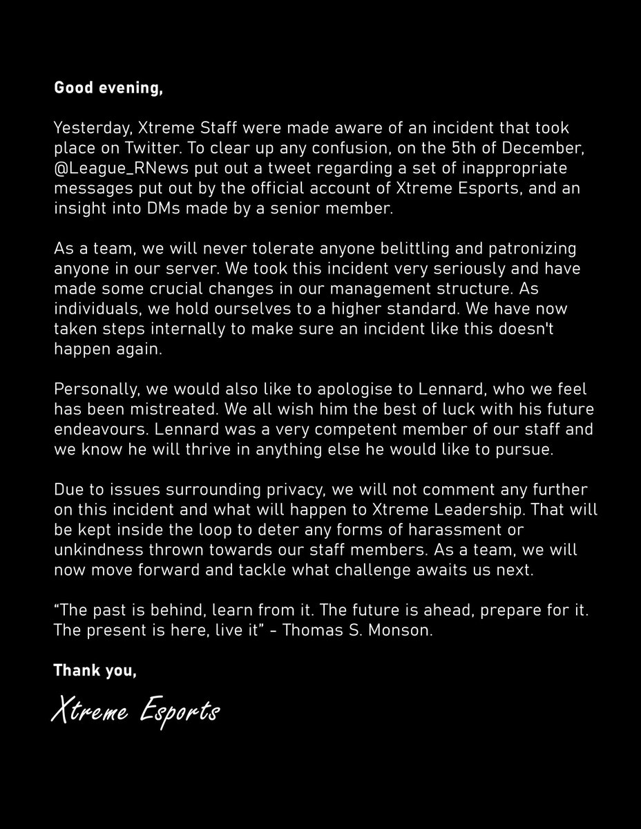 A statement from our team.

#GoToTheXtreme