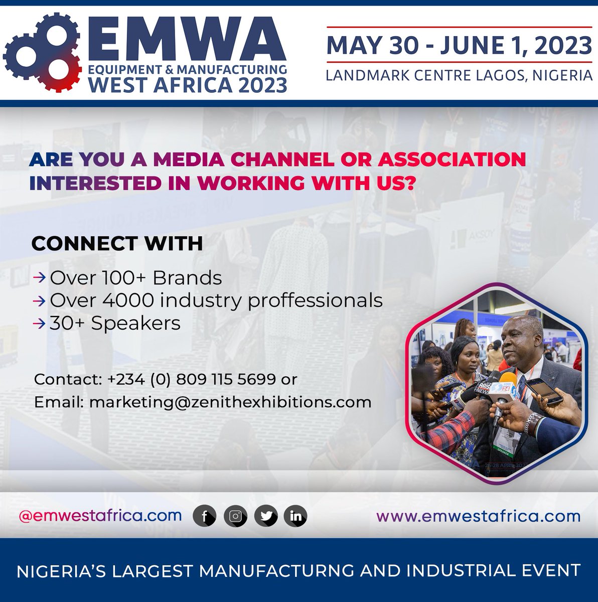 PowerConnectNG's tweet photo. Associations and Media Partners can anticipate in pre-event branding, on-site exposure, email marketing, and website exposure.

Are you an association or media outlet interested in collaborating with us? You can email us at marketing@zenitihexhibitions.com https://t.co/lzoFMGGD1K
