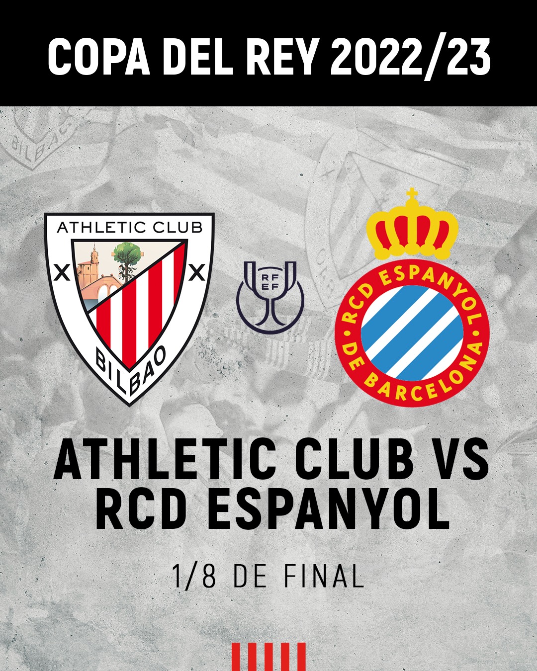 Athletic Club "🏆 ¡Nos enfrentaremos al @RCDEspanyol en 1/8 de final de Copa! 🗓️ 17, 18 o 19 de enero 🏟️ San Mamés #AthleticEspanyol #AthleticClub 🦁 https://t.co/UCtw2V756A" Twitter