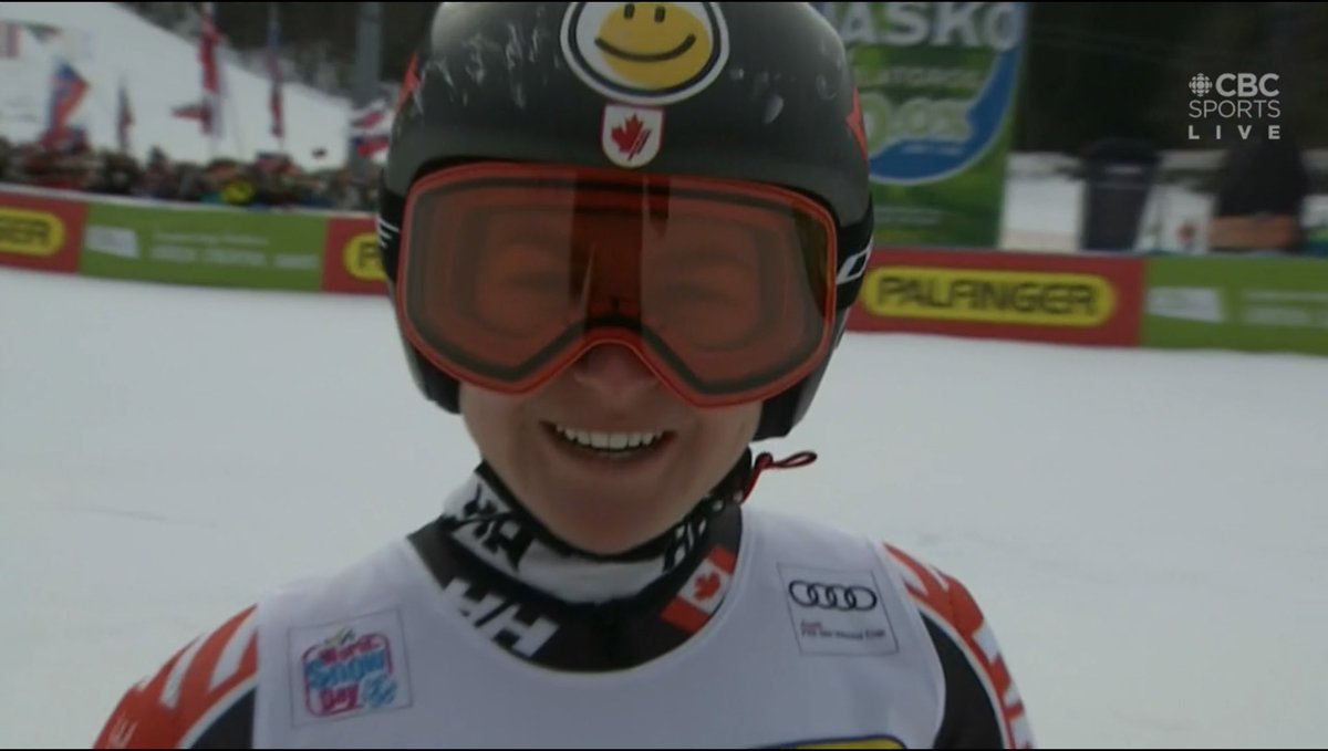 NichoRichard's tweet photo. Une grande journée pour le ski alpin canadien! 

Valérie Grenier gagne le géant à la Coupe du monde Kranjska Dora en Slovénie. 

« Je n’arrive pas à y croire », dit-elle émue. 

Une première victoire en 90 départs pour la Franco-Ontarienne. 

Deux descentes simplement sublimes. https://t.co/d0MGg48u3B