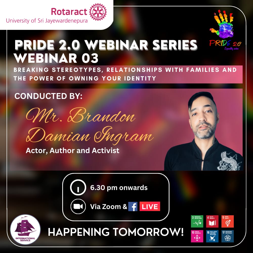 rotaractusjp's tweet photo. HAPPENING TOMORROW!
PRIDE 2.0 - Third Webinar
Topic: "Breaking Stereotypes, Relationships with Families and the Power of Owning Your Identity."
π‘: 6.30 PM onwards
π: Via Zoom & FB Live
#Pride2_0 #RACUSJ #Rotaract #Rotaract3220 #ImagineRotary #LearnServeandStrive https://t.co/6zB448rzAu