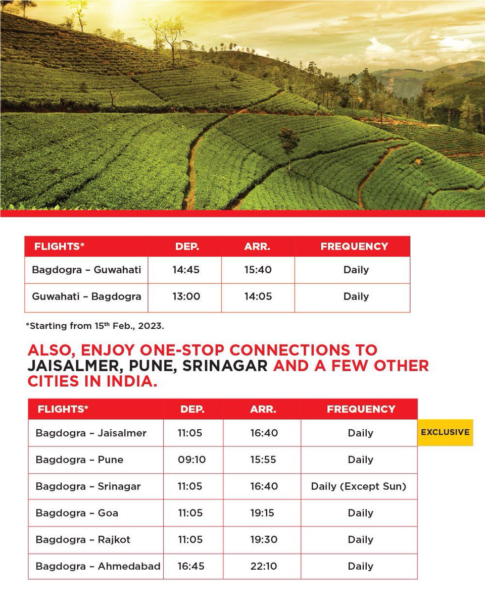 flyspicejet's tweet photo. A scenic and exclusive flight from Bagdogra to Guwahati. Book now at https://t.co/PykmFjH9gx
#flyspicejet #spicejet #Bagdogra #guwahati #redhotspicy #exclusiveflight #indiantourism #travelgram #travelling #traveldiary #flight #Spicy #Spicy🌶️ #myspicylife #addspicetoyourlife https://t.co/RzZ3CuptGf