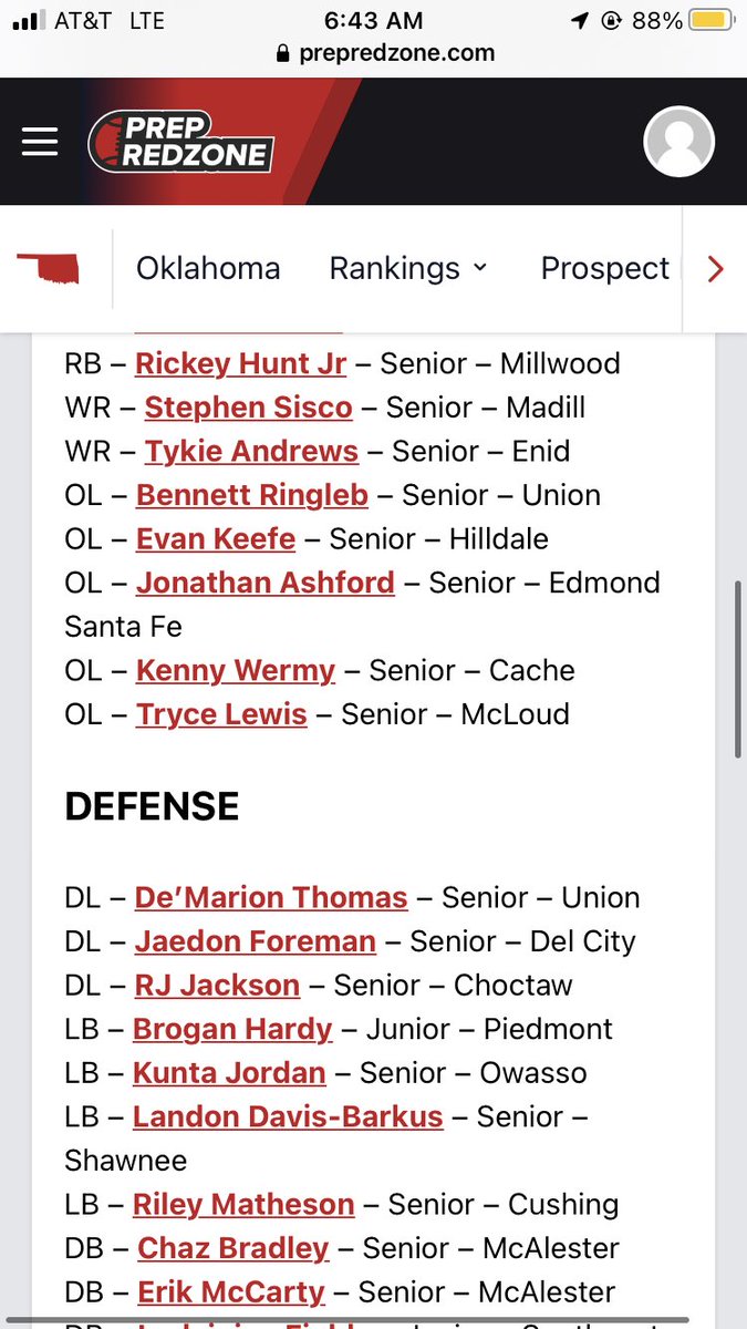 Congrats Tryce! 2nd Team All State for PrepRedzoneOK! <a href="/tryce_lewis/">Tryce Lewis</a> #CHOP