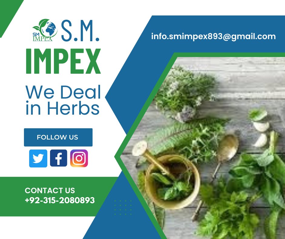 sm_impex's tweet photo. "Herbs: Nature's way to a healthier life"

We deal in Herbs.

For more information
+923152080893
info.smimpex893@gmail.com
.
.
.
#herbalife  #Herbal  #herbs  #herbalifenutrition  #herb #HerbalMedicine #herbalifestyle #herbalist https://t.co/9RI3KRlmzg