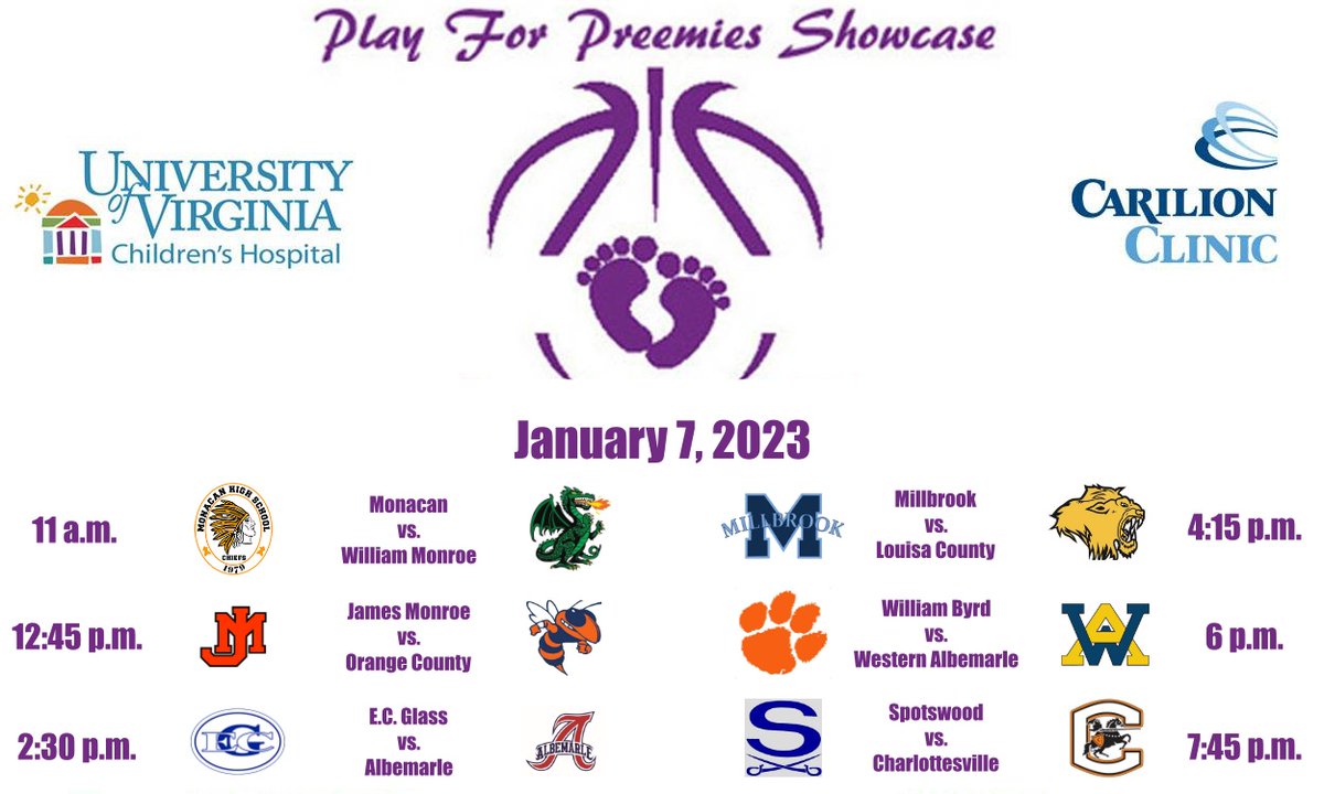 wahsgirlsbball's tweet photo. Today's the day! Come out to Western Albemarle to support Play For Preemies 2023. Doors open at 10 a.m. If you can't attend but want to support, you can buy a donation ticket on Ticket Spicket or Venmo playforpreemies2023 #PlayForPreemies https://t.co/BSpIUtri5Z