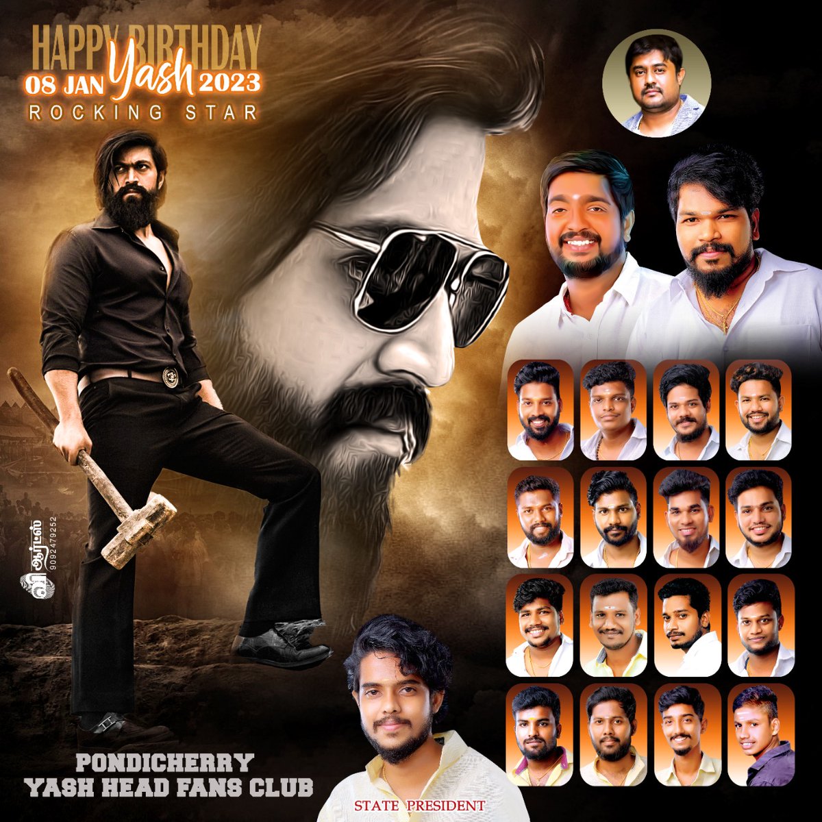 VikramBjpPy's tweet photo. Happy Birthday rocking star yash 🎉🎂🎈❤️💫best wishes by pondicherry Yash Fans club @TheNameIsYash @YasHARSHi18 @DmVarunbjp @Sasipondy @YashFansClubPY @TeamYashFC @TeamOnlyYash @YashTrends @Yash_CanadaClub @athishrocky12 @naveenyashcult https://t.co/uUewJVLBfA