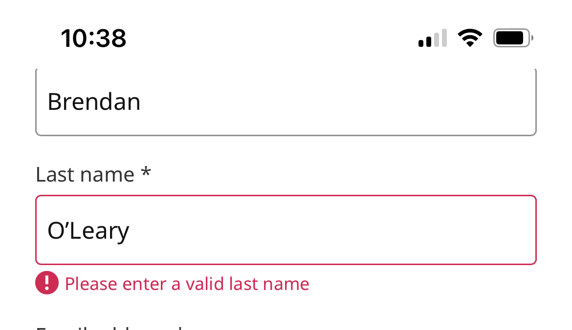 Hey <a href="/IKEAUSA/">IKEA USA</a> my name is valid. I’m honestly shocked that you of all people don’t respect names with special characters in it. Fix this. 

brendan.fyi/name #oapostrophe