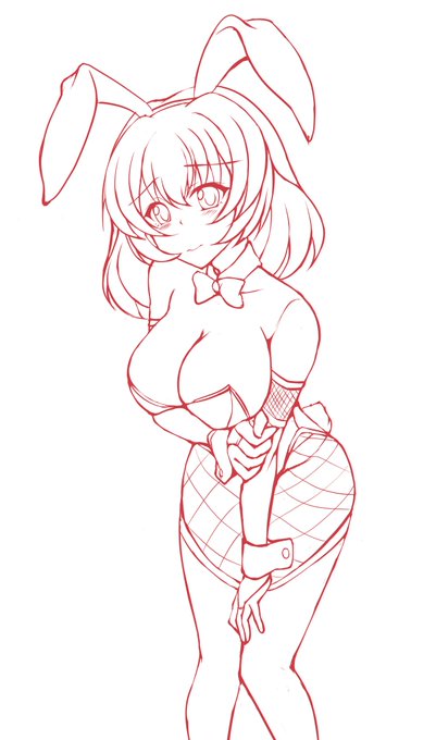 うちの娘楓花ちゃんのぴっちりバニーの姿のラフ絵です 