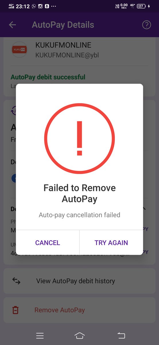 rahulrdx07's tweet photo. @PhonePeSupport kukufm subscription 49rs प्रति माह विगत 7-8 महीनो से कट रहा, remove auto-pay work नहीं हो रहा sir, अगर auto-pay का option बंद नहीं होगा तो मै phone pe का उपयोग नहीं करूंगा भविष्य में। https://t.co/dyYgCyNSDN