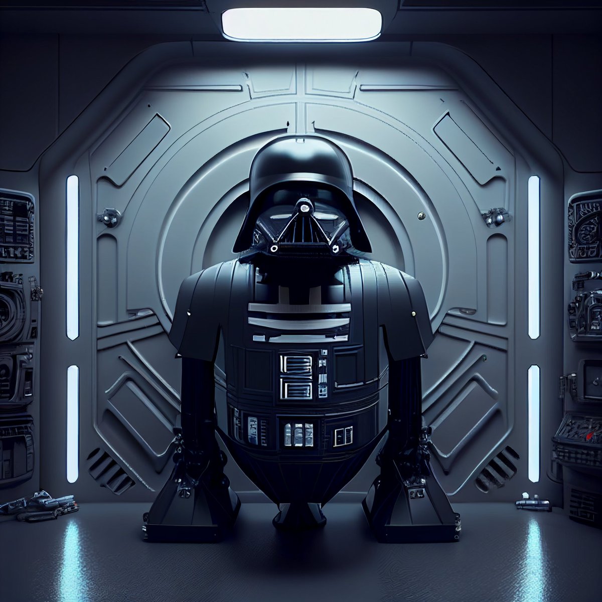 DmitriyNFTArt's tweet photo. Which one do you like? C-3PO &amp; Darth Vader mix, C-3po &amp; #r2d2 mix,  #c3po #DarthVader &amp; R2D2 mixes. #ai #art #nftcommunity #midjourney #artificcial_intellegence #starwars https://t.co/QFlACo5C8v