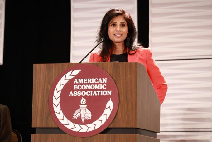 GitaGopinath's tweet photo. It is time for "New Foundations for International Macro Policy" &amp; to update our textbooks. You can watch my lecture here: @Susan_Athey's kind introduction starts at minute 34 &amp; my lecture at minute 40.
https://t.co/2vS5mZguFW https://t.co/oLnlH4QJwX