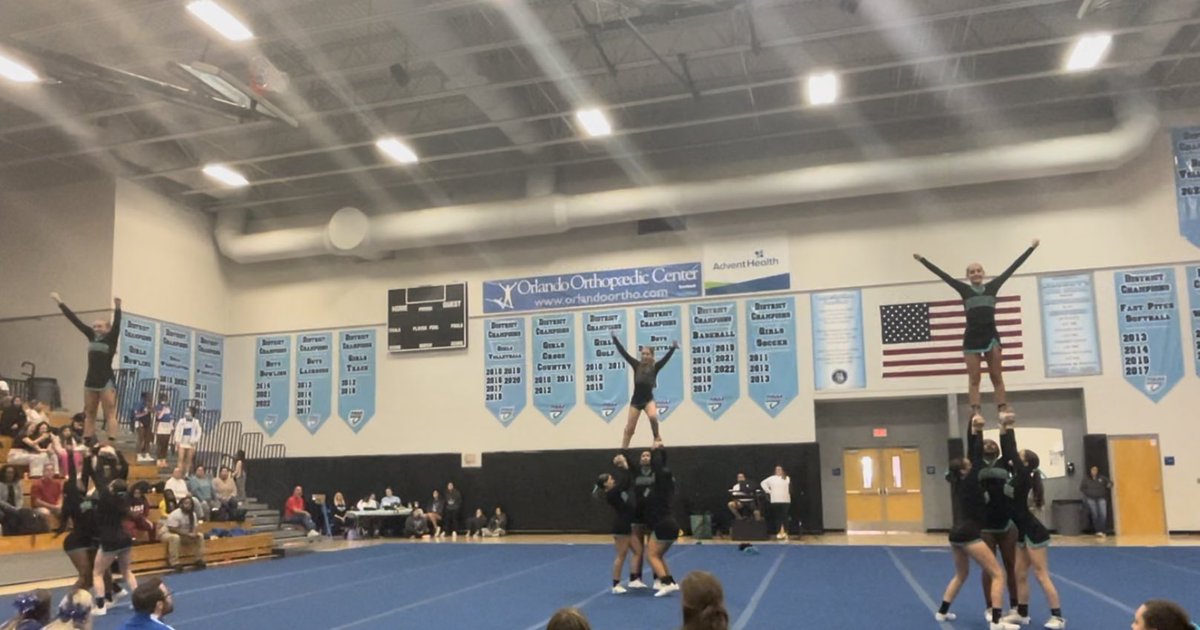 coachpoyner's tweet photo. Great job by our Competition Cheer team and Friday Night sideline companions at the Husky Cheer Challenge today! Super proud of these ladies, @angiemguy and  @DGregoryVCS!!
#WeArePineRidge https://t.co/YiiJwQHJ0G