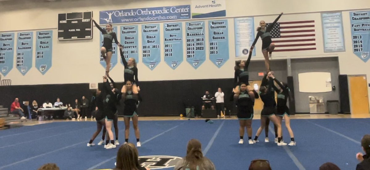 coachpoyner's tweet photo. Great job by our Competition Cheer team and Friday Night sideline companions at the Husky Cheer Challenge today! Super proud of these ladies, @angiemguy and  @DGregoryVCS!!
#WeArePineRidge https://t.co/YiiJwQHJ0G