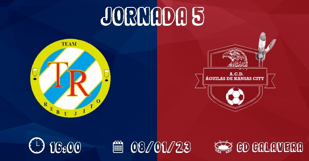 TeamRebujito's tweet photo. JORNADA 5: Sentimos el desorden. El domingo nos toca jugar el partido aplazado ante el Águilas de la jornada número 5. Vuelve El Clásico!

🕒16:00
🗓️Domingo, 8/1/2023
🏟️CD Calavera.

#ForzaRebu💙🤍 https://t.co/Je3tyJ4XlW