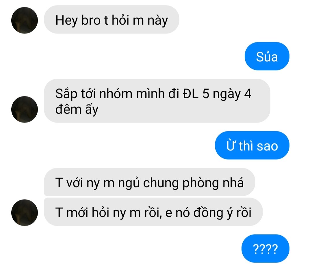 aguynooneknows's tweet photo. Tối lên đường đi ĐL 5 ngày 4 đêm. Ml bạn nhắn bảo đợt này t ra ngủ riêng 1 mình để nó ngủ vs ny t :)
Đ ngờ nó dám gửi cu cho ny t coi luôn chứ đcm nó. V mà ny t lại chịu.
Khéo xong chuyến này về nuôi con thằng bạn rồi :((( https://t.co/Pvc4zHFB0s