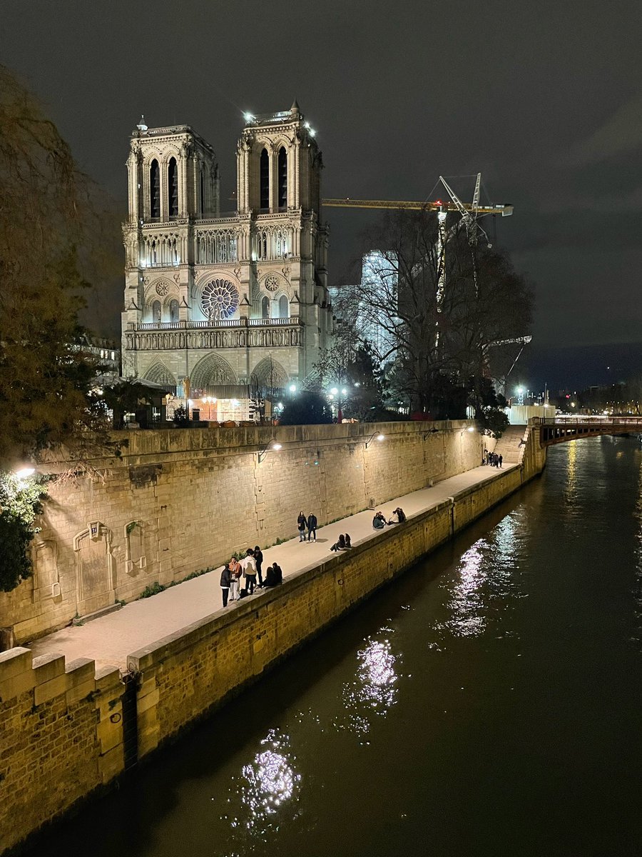 Notre Dame looking good tonight even under it’s reconstruction #NotreDame #paris