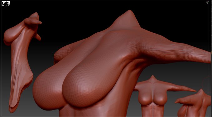 寝る前にZbrush
今日はスカルプト触ったがおっぱいと腋を作って力尽きた…
ブラシの挙動がわからない 