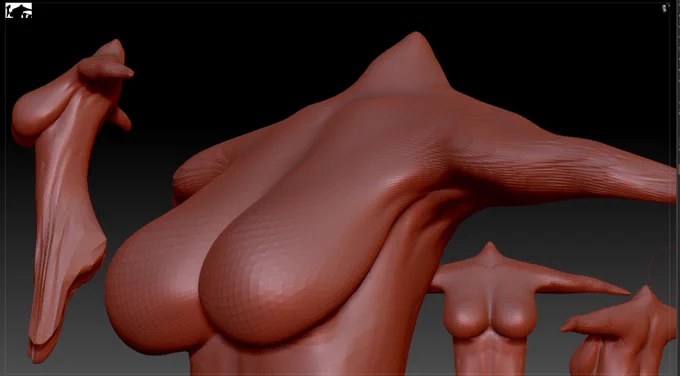寝る前にZbrush
今日はスカルプト触ったがおっぱいと腋を作って力尽きた…
ブラシの挙動がわからない 