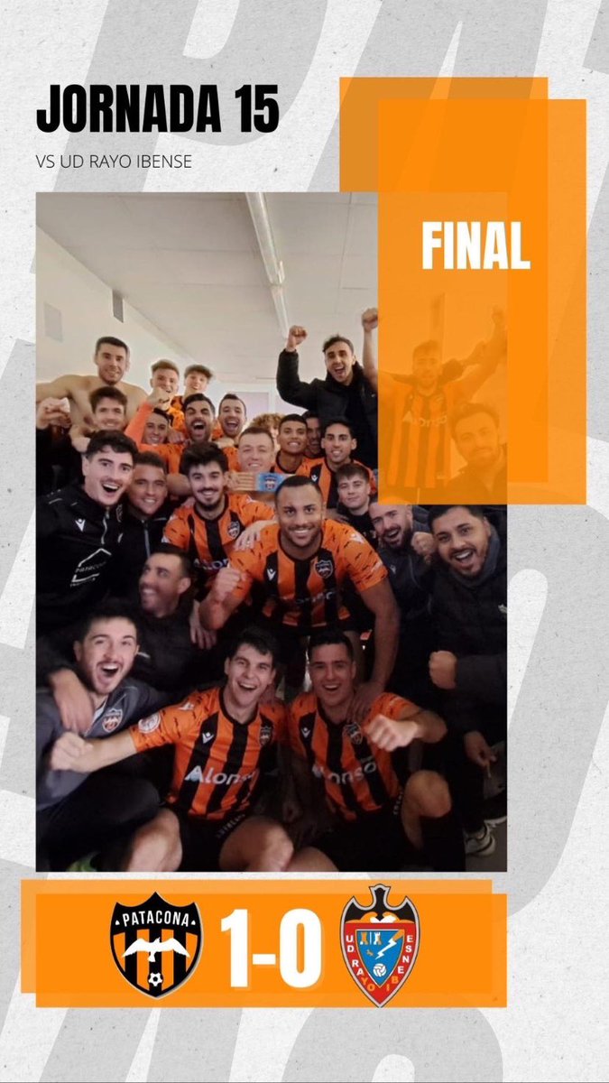 📅RESULTADO JORNADA 15 | Primer Equipo 
Primer Equipo 1-0 <a href="/UDRayoIbense/">U.D.Rayo Ibense</a> 
🧡🖤🧡🖤🧡🖤