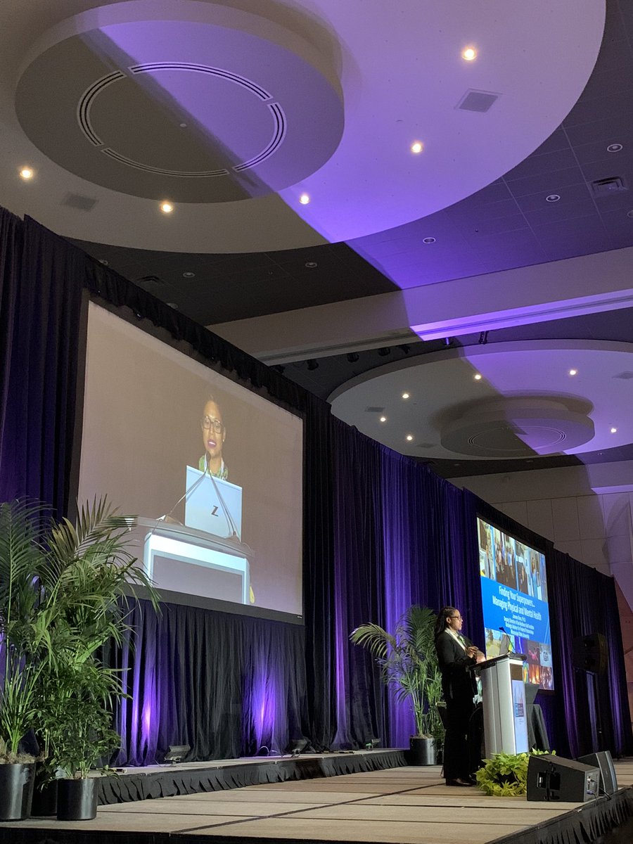 AMSBoSA's tweet photo. Dr. Jamese Sims is up talking about how to prioritize your physical and mental health! 

Fun fact: She picked up 250 pounds! That is AMAZING! What an inspiration inside and outside the field! https://t.co/7DrA9PGneD