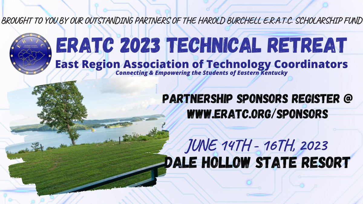 <a href="/ERATCKY/">ERATC</a> is excited to announce our 23 Summer Technical Retreat &amp; Training at the awesome Dale Hollow Lake Resort Park June 14-16 2023! Thanks to our awesome sponsors of the 2023 Harold Burchell ERATC Scholarship Fund! Vendor Partners reserve your space eratc.org/sponsors!