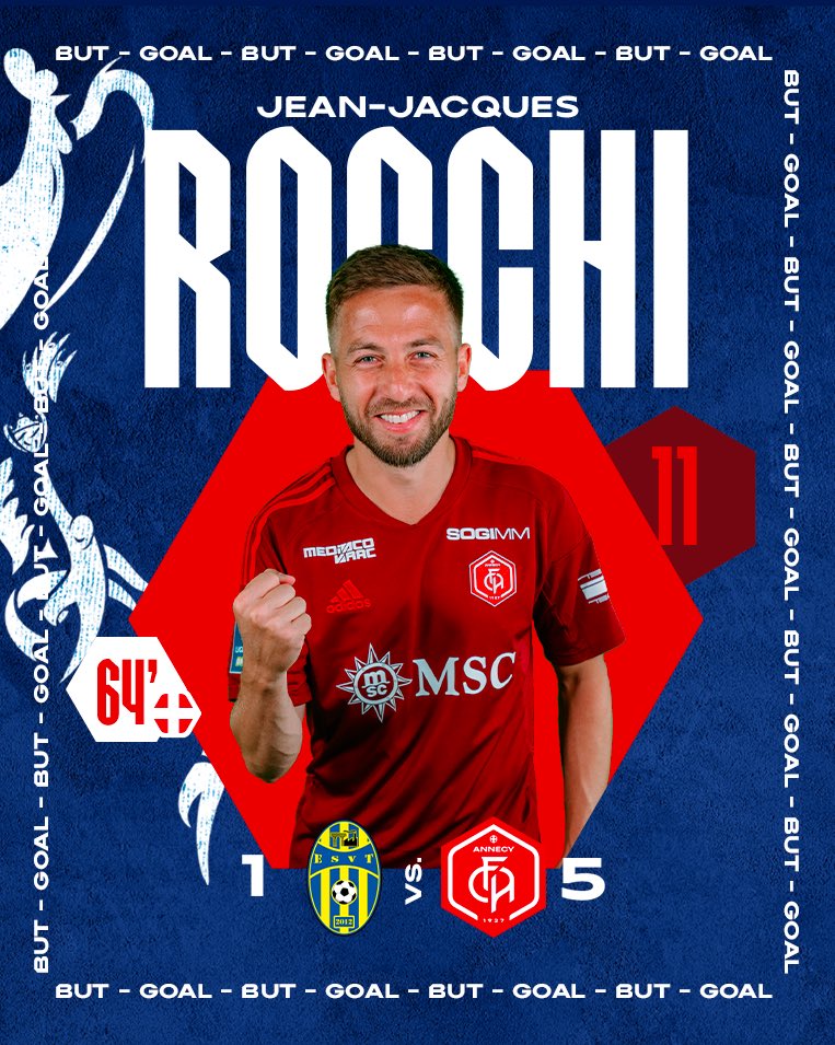 FCAnnecy's tweet photo. #ESVTFCA 1️⃣-5️⃣ | ⏱️ 64’
⚽️ Rocchi marque d’une belle frappe du gauche après un face à face repoussé !
#GoReds https://t.co/tQyB3EH0tZ