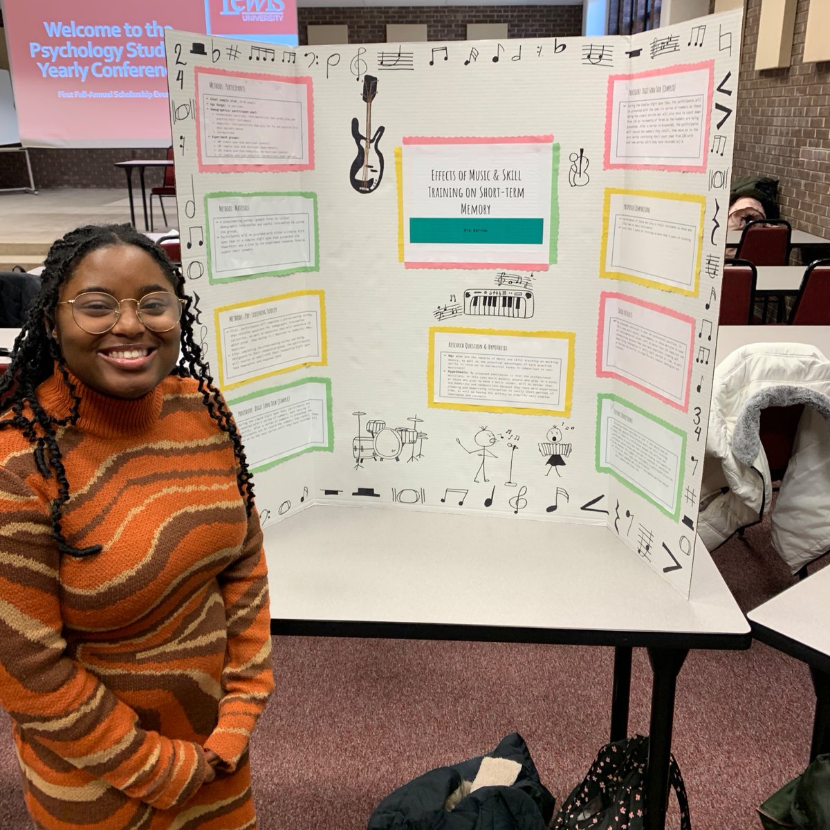 LewisUniversity's tweet photo. Psychology senior Nia Barrow shared the effects of listening to music when you are training your short-term memory at the #LewisU Psychology Student Yearly Conference.
Visit https://t.co/oqKZwkWHbT to learn more about #LewisU bachelor's and master's programs.
#SaturdayScholar https://t.co/Bv0mnSBuXw