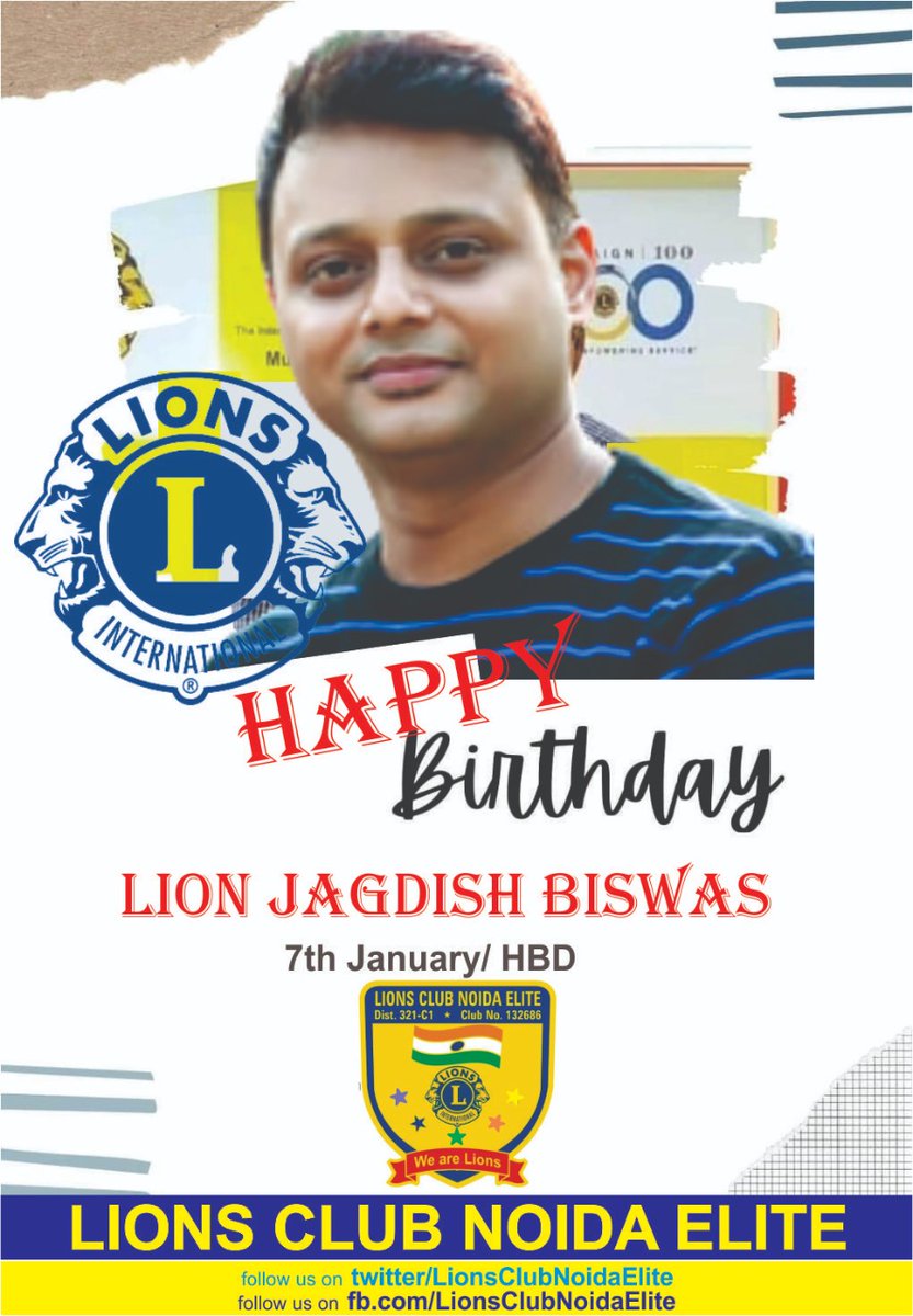 LionsNoidaElite's tweet photo. Happy Birthday to Lion JAGDISH BISWAS JI. 🎉🎂🎊 Wishing you a very happy, healthy and fun-filled birthday🌹🎉🎊
#LCNE #Lions #ProudLion #happybirthday #HNY2023
#LionsClubNoidaElite #WeServe #KindnessMatters #WeAreLion
#birthdaycelebration #321C1
Lions Club Noida Elite
P | S | T https://t.co/TAkJUJzzFZ