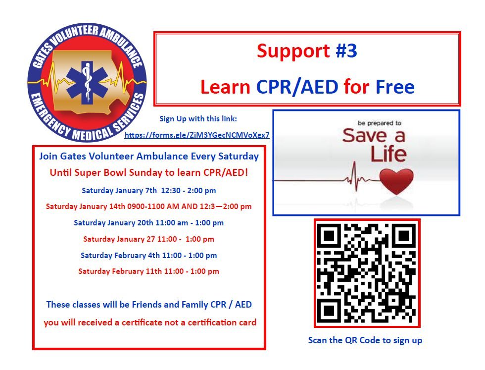 EMS Agencies across our region are offering bystander CPR &amp; AED training to their communities.

Thanks to those who are seizing this moment to change outcomes in the future. 
<a href="/GatesAmbulance/">Gates Volunteer Ambulance Service, Inc</a>