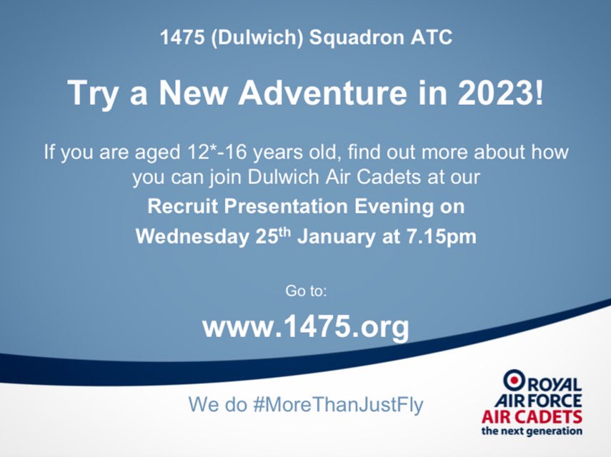 Try a New Adventure in 2023 with Dulwich Air Cadets #VentureAdventure

#Dulwich #EastDulwich #Peckham #Sydenham #ForestHill #Catford #Lewisham #NewCross #Deptford #Brockley #TulseHill #WestNorwood #CrystalPalace