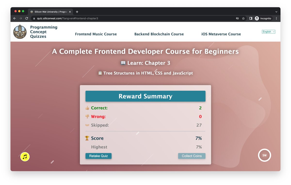 siliconwat's tweet photo. RELEASE UPDATE: Frontend Quiz - Your Highest Score is now tracked! 🏆

Feel free to report bugs or suggest improvements by replying to this message thread! 💻

https://t.co/P9uSg4hN3h
@thonly #frontend #html #css #javascript #quiz https://t.co/M9OJW6Xpt1