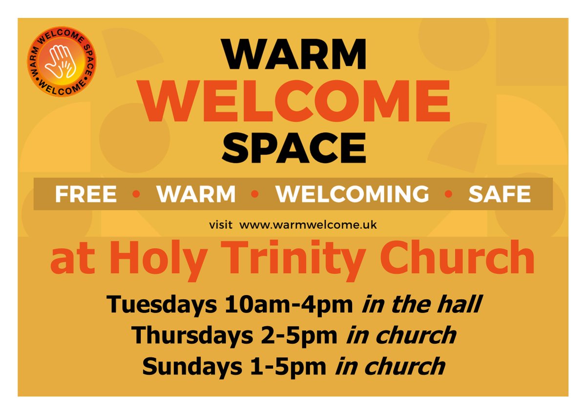 Our Warm Welcome is now on Tuesdays - as well as Thursdays and Sundays as before #warmwelcome