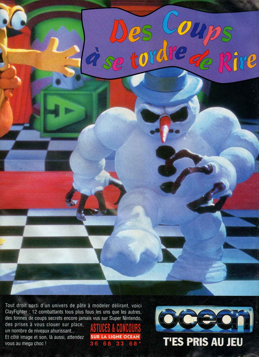 AllmightoFranky's tweet photo. Il est l'heure de la publicité dans les mags JV des #80s #90s!Ici des pubs vues dans le #SuperPower 19 de mars 1994!Double page pour #ClayFighter, puis Val d'isere championship et #YoungMerlin sur #Supernintendo!! #retro #retrogaming #oldschool #culturepub #supow! https://t.co/gN7uw6lyfj